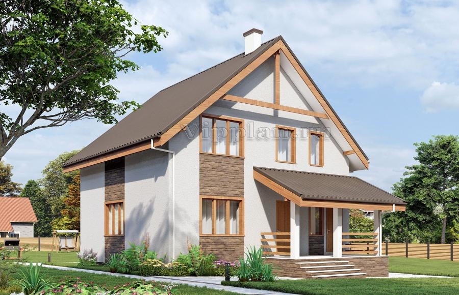 Одноэтажный дом с мансардой и террасой