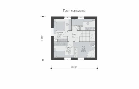 Одноэтажный жилой дом с мансардой